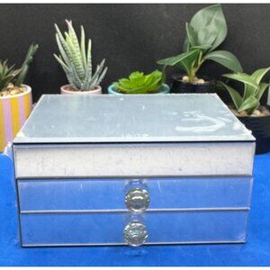 Tarte Mirrored Jewelry Box With Purple Lining & Two Drawers